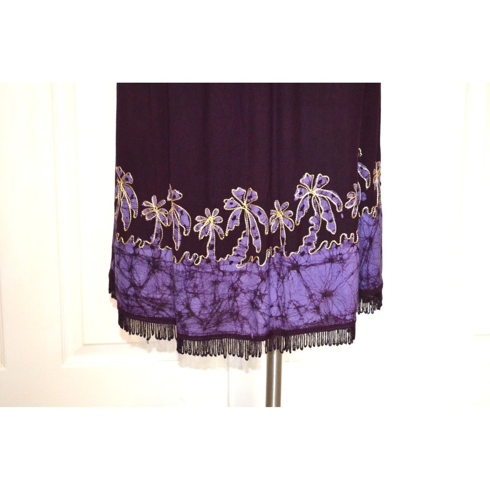 Advance Apparels Women's Sleeveless Deep Purple Dress Floral Embroidered Free Sz - Picture 3 of 13
